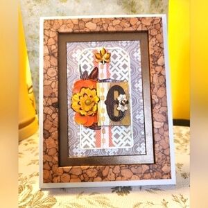 Handcrafted 3D Initials "O" Framed Design w/ Gift Card-wall hang/stand display.
